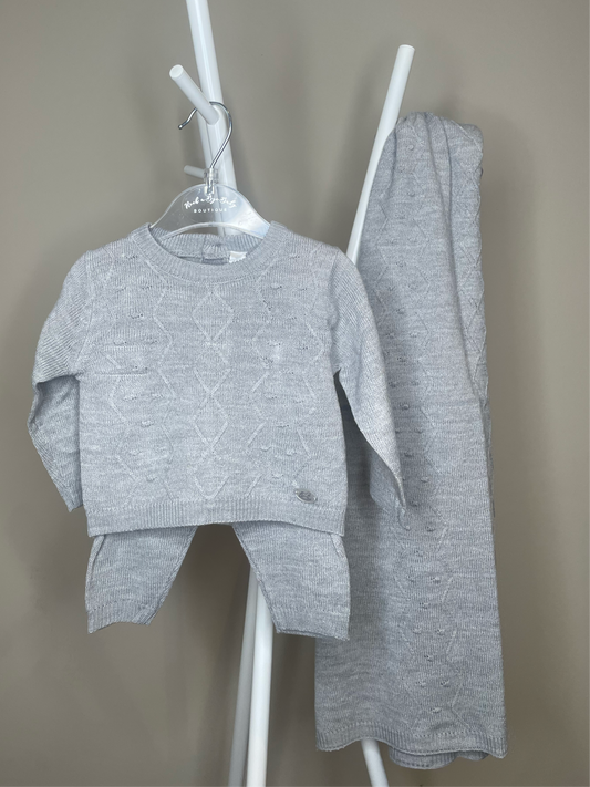 Grey Knit 3 Piece Set with Shawl