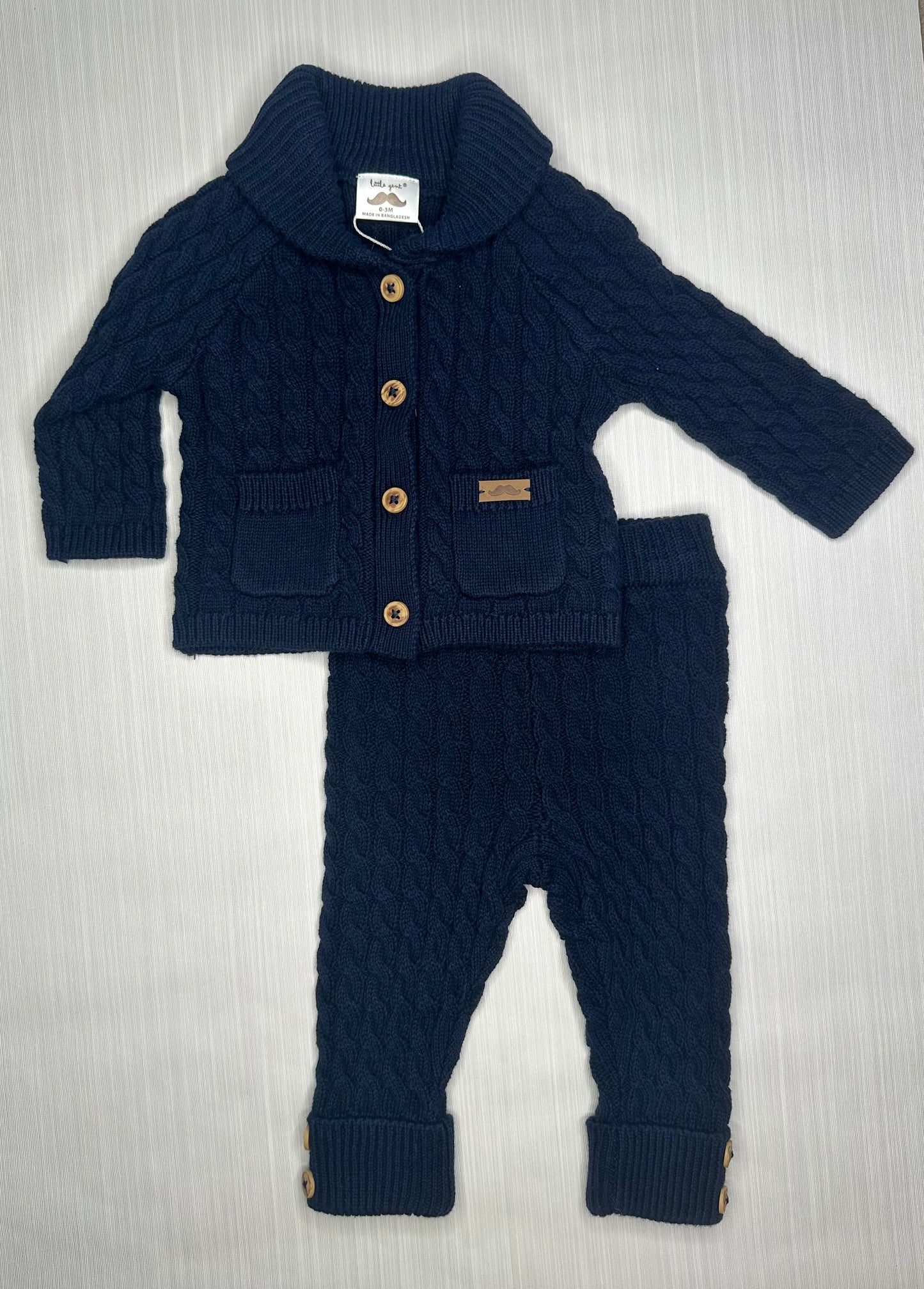 Navy Knitted 2 Piece Outfit