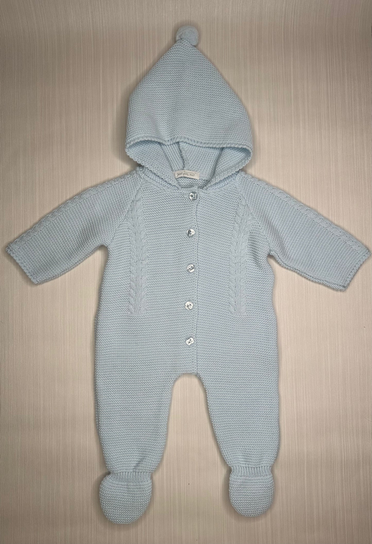 Baby Blue Knitted All in One with Hood