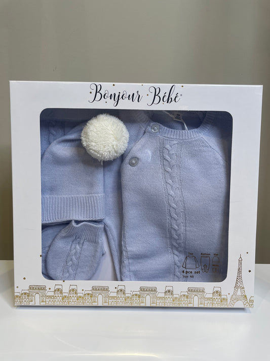 Baby Blue Knitted 4 Piece Set