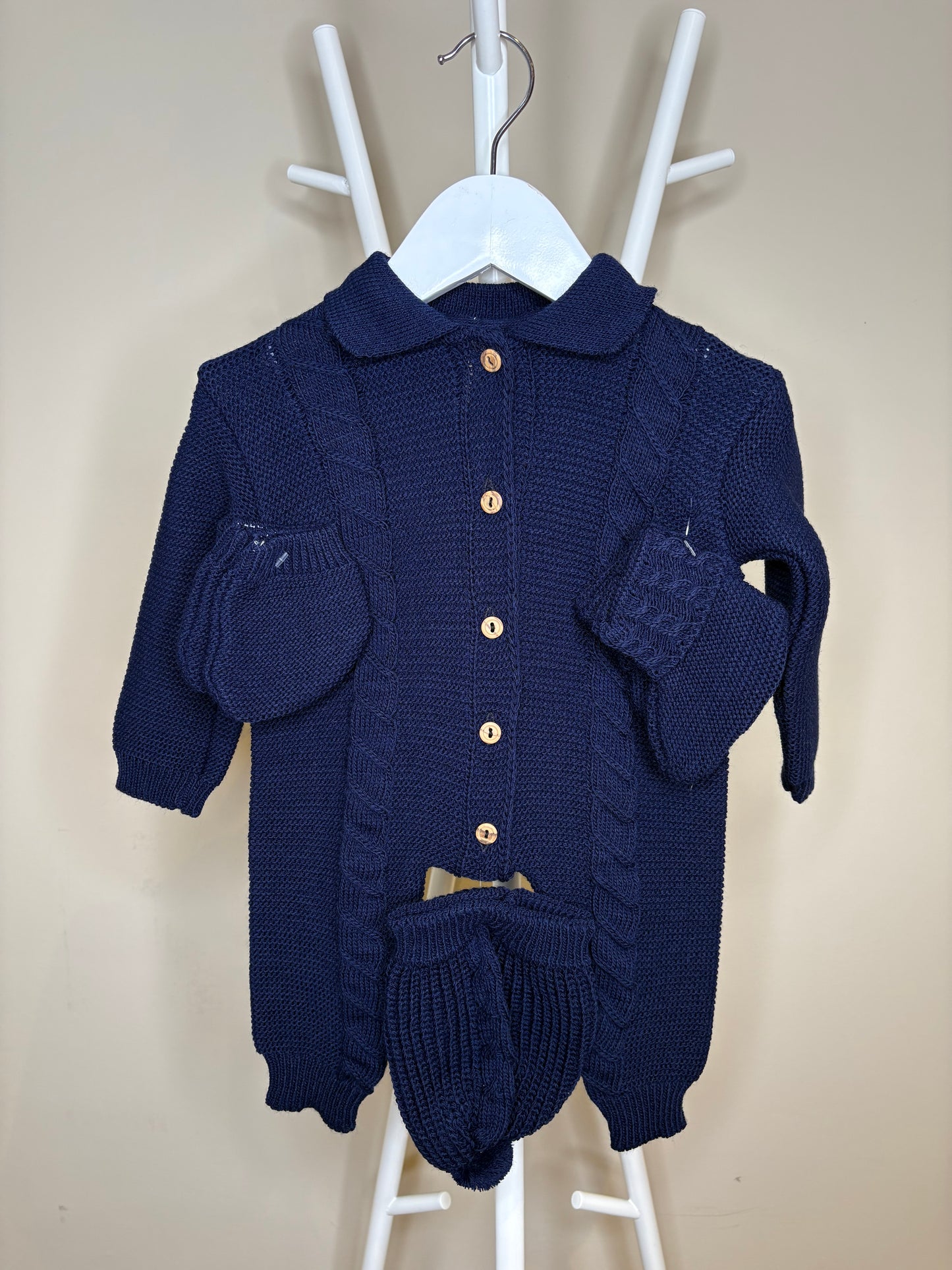 Navy Knitted Romper 4 Piece Set