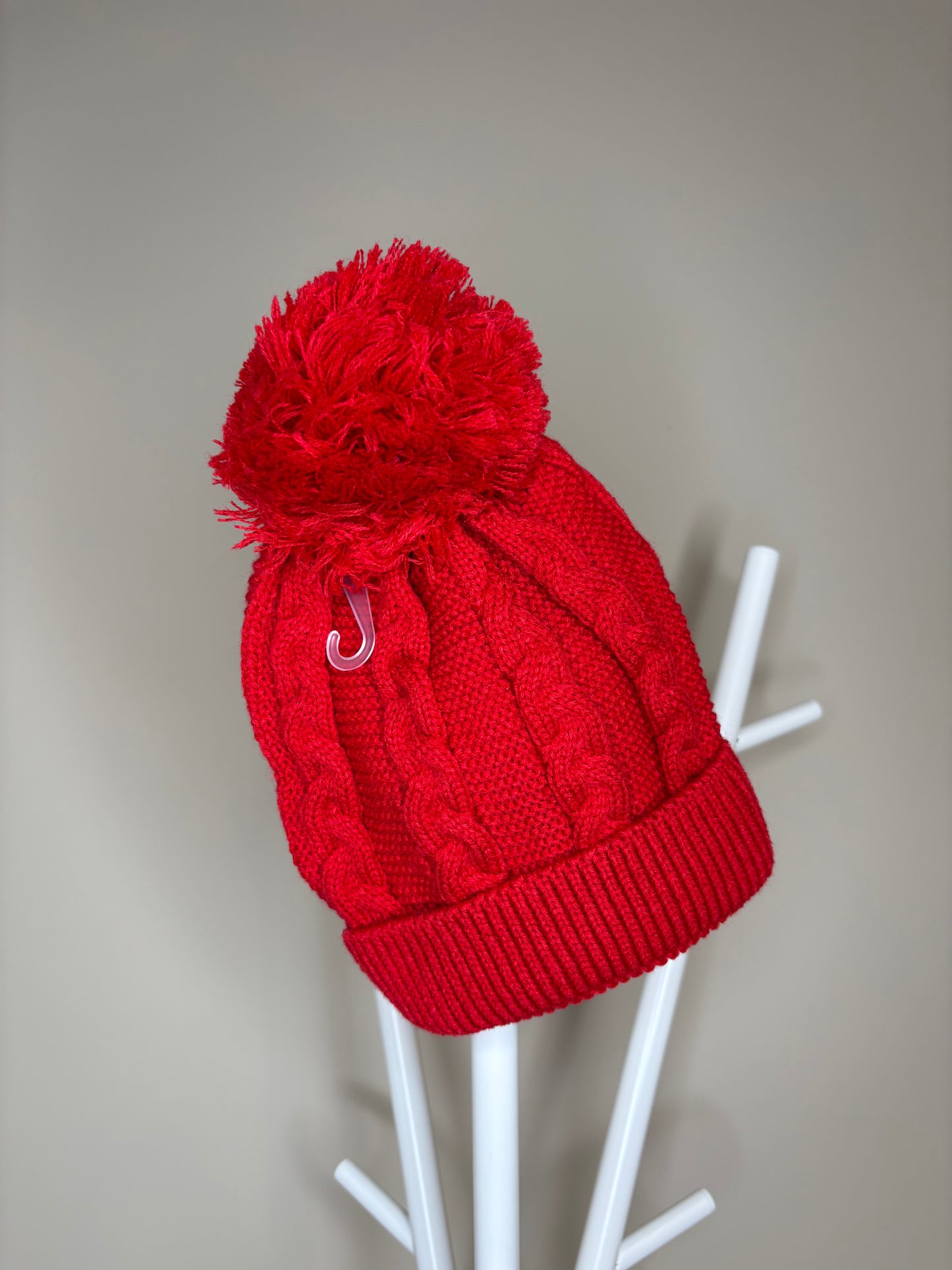 Red Cable Knit Hat